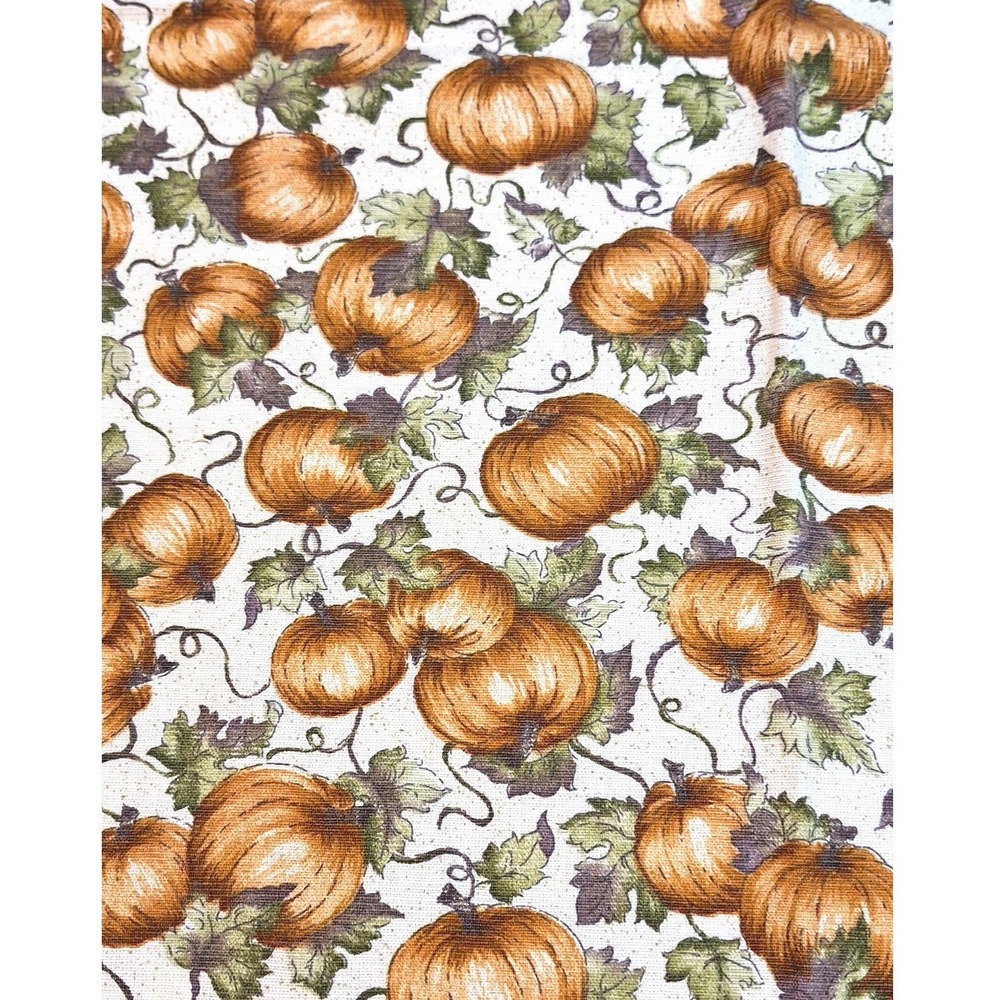 Vintage Pumpkin Patch Print Cotton Fabric Remnant Fall Harvest 34 x 34.5